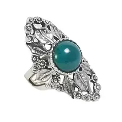 GENERICO - Anillo Mujer Hoja Piedra Natural Verde Regalo Plata 925