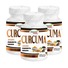 GENERICO - Pack 3 Curcuma Jengibre y Pimienta Negra 100 capsulas - NATURAL MEDIX