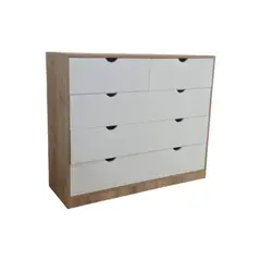 GENERICO - Cómoda de Dormitorio Moderna - 5 Cajones Blancos y Duna