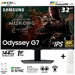 SAMSUNG - Monitor Odyssey G7 de 32 4K 3840x2160 IPS 144Hz 1MS G-sync