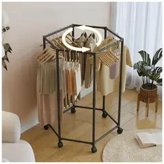 GENERICO - Colgador de Ropa de 5 barras Giratorio con Ruedas 120x74x35cm Negro