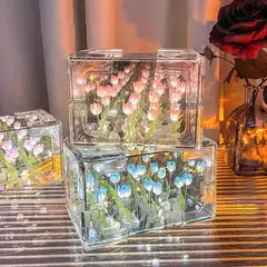 GENERICO - LÁMPARA FORMA RECTANGULAR DE TULIPANES EFECTO INFINITO PARA ARMAR