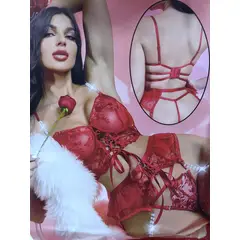 GENERICO - Conjunto de Lenceria sexy de tres piezas para mujer