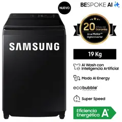 SAMSUNG - Lavadora 19KG AI Wash EcoBubble WA80F19S8BPE Negra