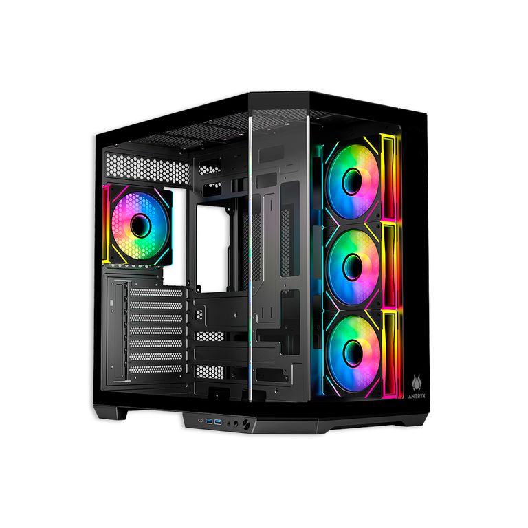 Case Mid Tower Fx-800 Argb 4Fan Capacidad De Ventilación Negro