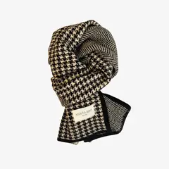 KAST PE - Bufanda Chalina Indigo Negro Crema Diseño cuadros con patrones