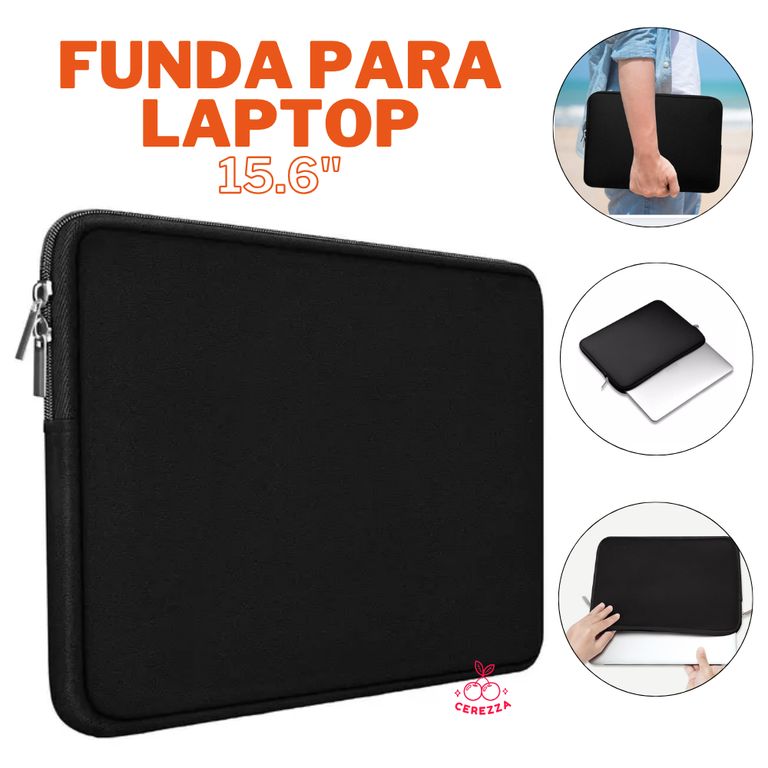 FUNDA PARA LAPTOP MATERIAL NEOPRENO 15.6 PULGADAS CON CIERRE NEGRO