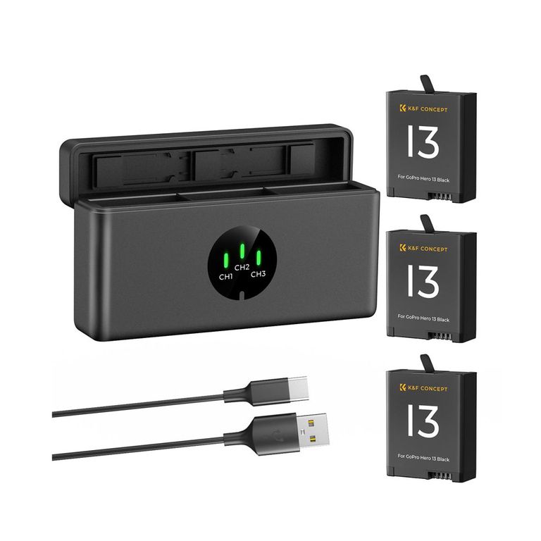 Cargador Triple + 3 Baterias para GoPro13 KF28.0087
