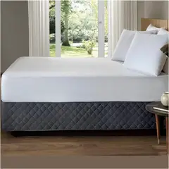 GENERICO - FALDON DE TARIMA QUEEN 160CM x 200CM QUILTED ROMBOS GRIS OSCURO 30CM
