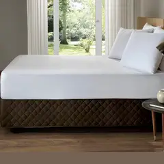 GENERICO - FALDON DE TARIMA QUEEN 160CM x 200CM QUILTED ROMBOS MARRON 35CM