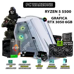 AMD - Computadora PC GAMER Ryzen 5 5500 RAM 16GB DISCO SSD 500GB GRAFICA RTX 3050 6GB