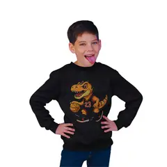 GENERICO - Poleras niño franelado negro dinosaurio T-REX