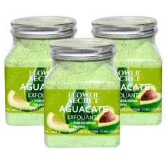 FLOWER SECRET - Pack de 3 Exfoliante Corporal de Aguacate 500gr -