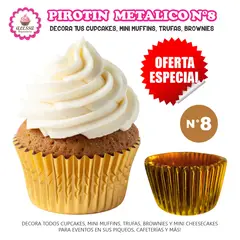 GENERICO - Pirotin Metálico Dorado para Repostería N°8 1000 unidades