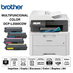 BROTHER - IMPRESORA LASER DCP-L3560CDW COLOR MULTIFUNCIONAL WIFI