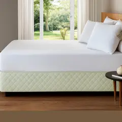 GENERICO - FALDON DE TARIMA KING 200CM x 200CM QUILTED ROMBOS PERLA 35CM