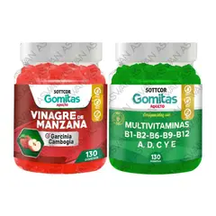 GENERICO - PACK ADULTO VINAGRE DE MANZANA & MULTIVITAMINAS 130 GOMITAS - SOTTCOR