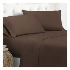 GENERICO - Sábanas 100 % algodón bramante marrón 200 hilos Lima Tienda