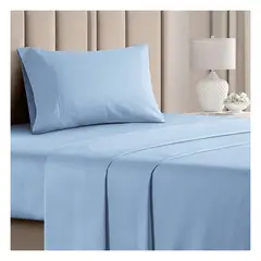 GENERICO - Sábanas 100 % algodón pima celeste 300 hilos Lima Tienda