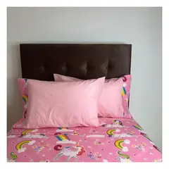 GENERICO - Sábanas Unicornio 100 % algodón bramante rosado 200 hilos Lima Tienda