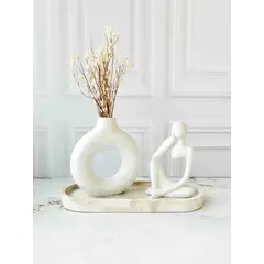 CONKRETE - Set Decorativo de adornos Pensador Mod 1 + Flores preservadas