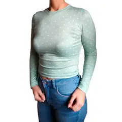 GENERICO - Blusa Mujer Manga Larga Puntos - Verde