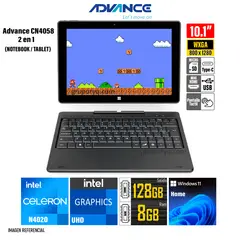ADVANCE - Notebook 2 en 1 CN4058 Intel Celeron Pantalla TACTIL 10.1" WXGA IPS 8GB 128GB