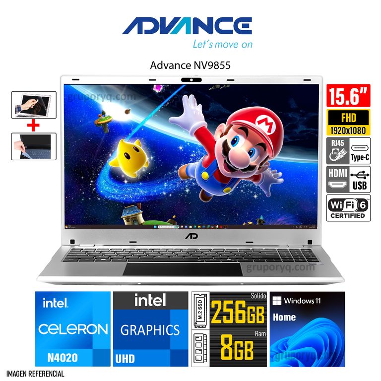 Laptop NV9855 Intel Celeron Pantalla 156 FHD IPS RAM 8GB SSD 256GB