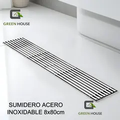 GREEN HOUSE - SUMIDERO DE ACERO SUS 304 RECTANGULAR 8 x 80 CM SATINADO