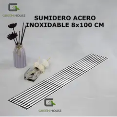 GREEN HOUSE - SUMIDERO DE ACERO SUS 304 RECTANGULAR 8 x 100 CM SATINADO