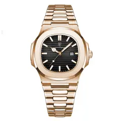 OVOTOUMI - Toumi CK reloj mecánico de gran dial impermeable -Dorado