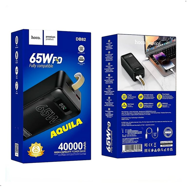 Power Bank Db82 Portatil 65w Carga Rapida De 40.000 mah