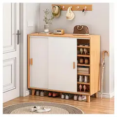 VENTITAS HOME - Zapatera Sapphira Rovere Y Blanco Con Puertas