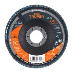 TRUPER - Disco 4 1/2" Grano 80 Polifan Flap Lija Alto Rendimiento 11688
