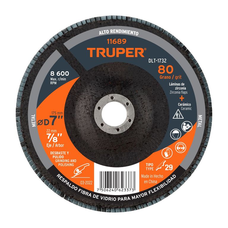Disco 7" Grano 80 Polifan Flap Lija Alto Rendimiento 11689
