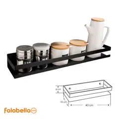 GENERICO - Repisa de Acero Inoxidable Negro Mate de 40 cm