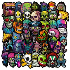 VATYERTY - 50 pegatinas luminosas de calaveras de colores