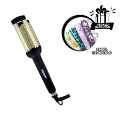GENERICO - Plancha para Hacer Rizos Negro y Dorado Y+Papel de Regalo