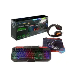 GENERICO - Pack2 Pack Teclado Audifonos Mouse y Mousepad Color Negro