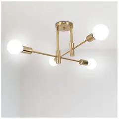 GENERICO - Lámpara araña dorado Incluye 4 bombillas de 3 tonos de luz