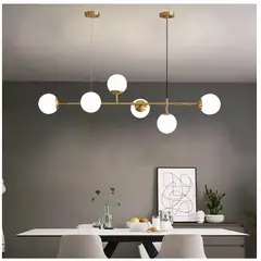 GENERICO - Lámpara de techo colgante de cristal dorado + focos