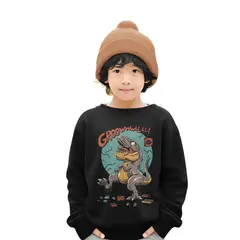 GENERICO - Poleras niño franelado negro dinosaurio Grr