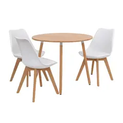 MOBELART - Juego de comedor Loma 3 puestos Blanco möbelArt