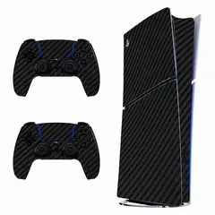GENERICO - Skin Fibra de Carbono Negro para PS5 Slim Digital - Adhesivo Premium - Protección Anti rayaduras