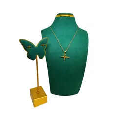 GENERICO - Pack Acero Collar con dije y Aretes - Señal de Vida Dorado