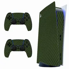 SKIN - Fibra de Carbono Verde para PS5 Digital - Adhesivo Premium - Protección Anti-rayaduras