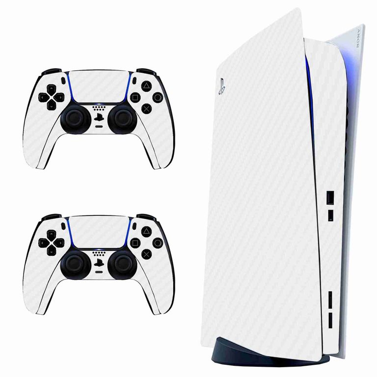Skin Fibra de Carbono Blanco para PS5 Digital - Adhesivo Premium - Protección Anti rayaduras