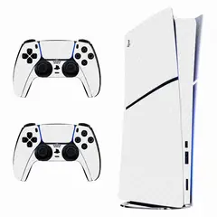 GENERICO - Skin Fibra de Carbono Blanco para PS5 Slim Digital - Adhesivo Premium - Protección Anti-rayaduras