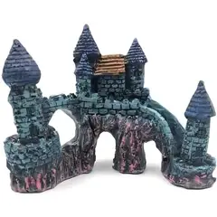 GENERICO - ADORNO ACUARIO - CASTILLO CHICO CURVO 14,5 x 8,5 x 11 cm