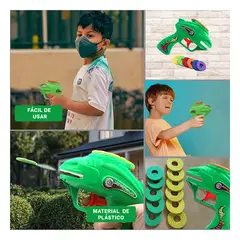 GENERICO - Pack6 Lanzador y Discos en Verde Y+Regalo Stickers